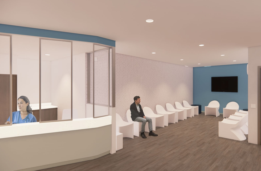 A rendering of a waiting room at the HUP Cedar Crisis Response Center